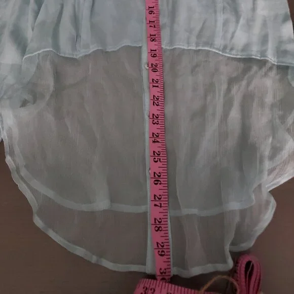 Line & Dot Blue Semi-Sheer Silk Tunic - Picture 6 of 9